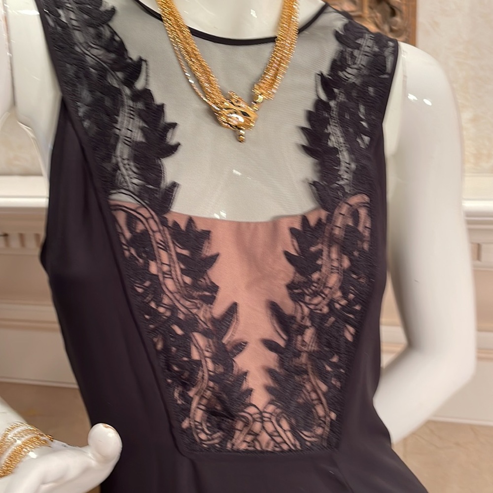 BCBG Max Azria SEXY black chiffon dress with lace - Picture 2 of 8
